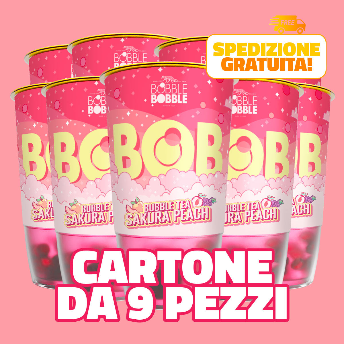 BOB: BUBBLE TEA GUSTO SAKURA PEACH (9 PEZZI)