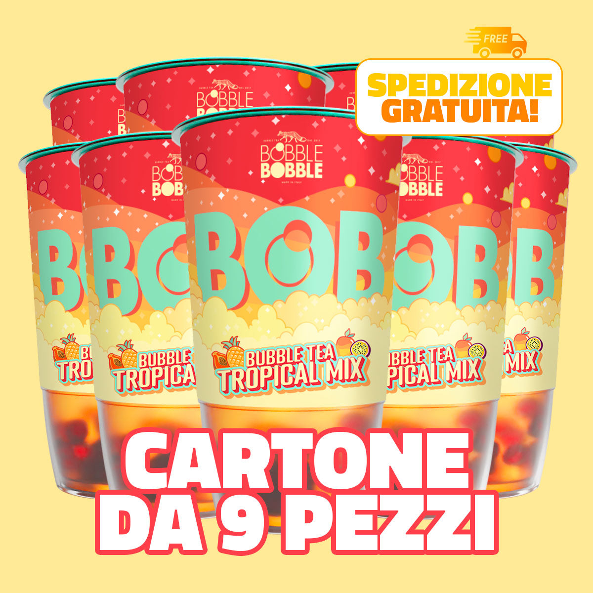 BOB: BUBBLE TEA GUSTO TROPICAL MIX (9 PEZZI)