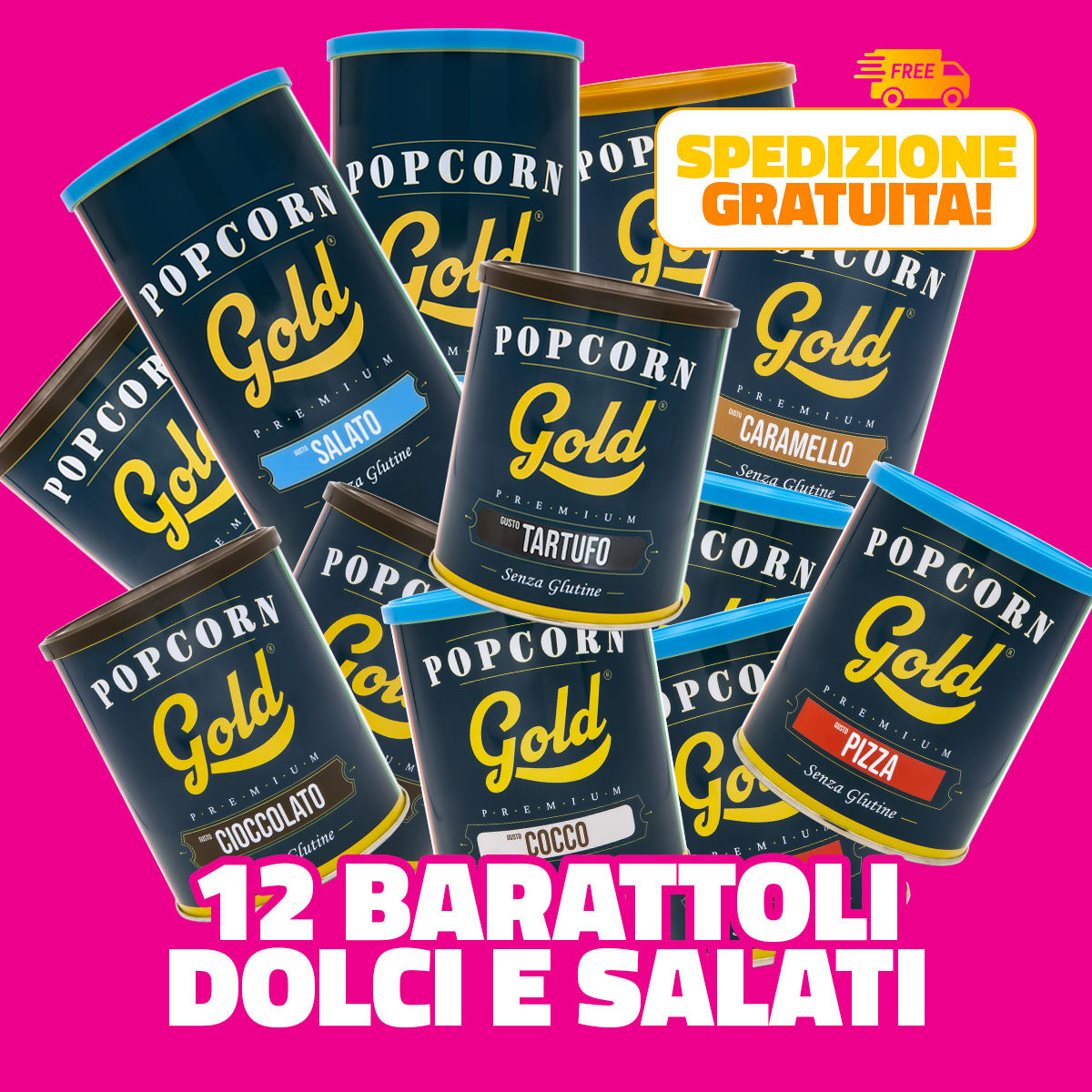 POPCORN GOLD ESSENTIAL BOX (12 barattoli)