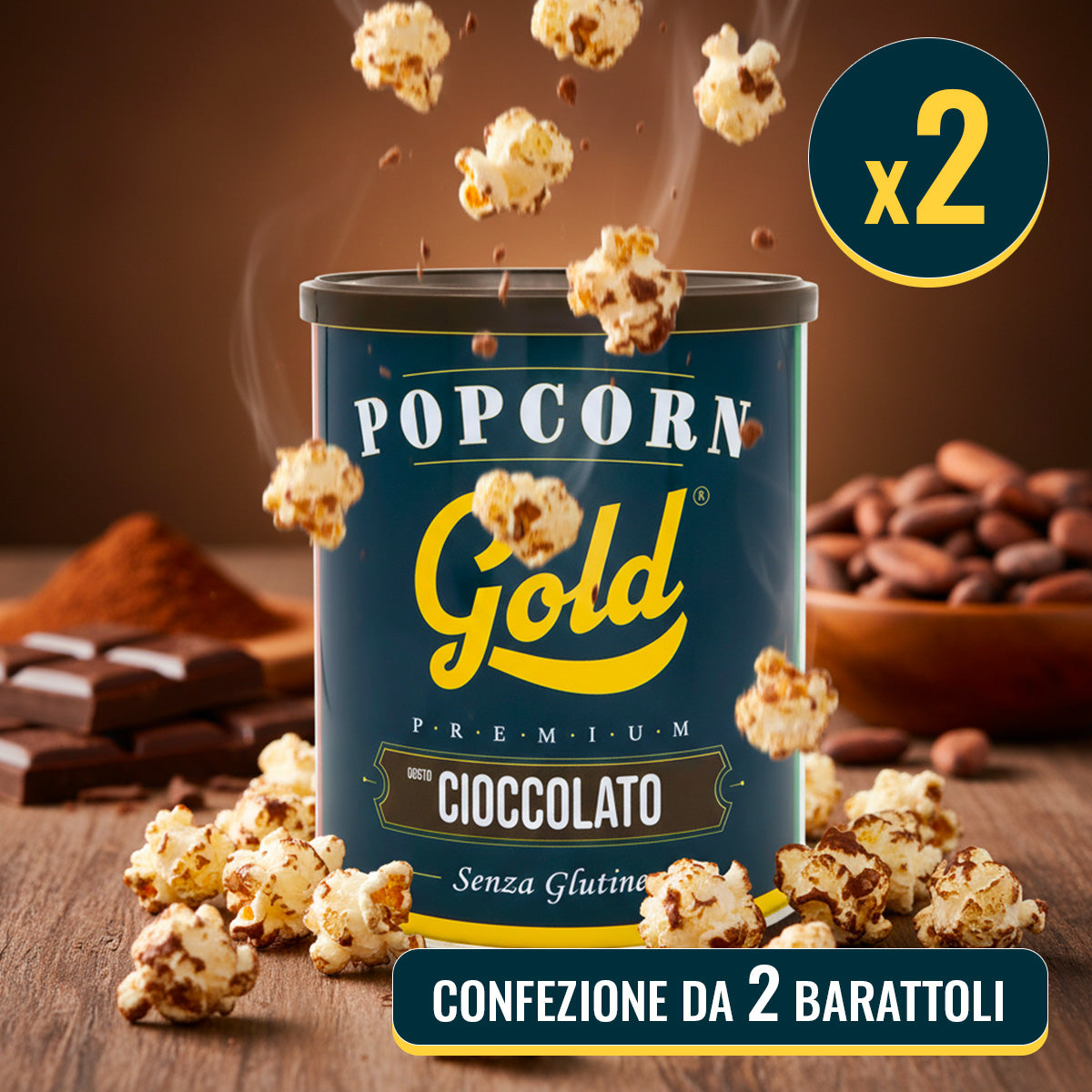 POPCORN GOLD CIOCCOLATO - 2 BARATTOLI