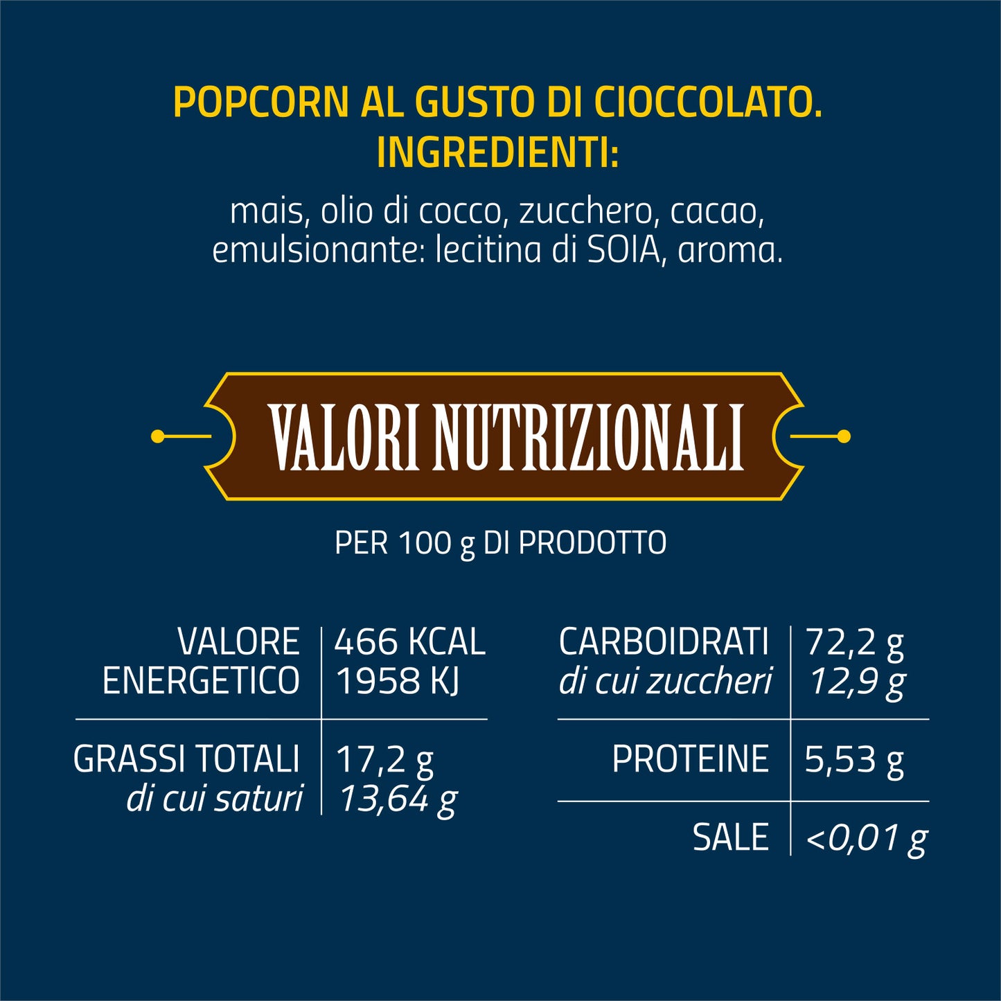 POPCORN GOLD CIOCCOLATO - 2 BARATTOLI