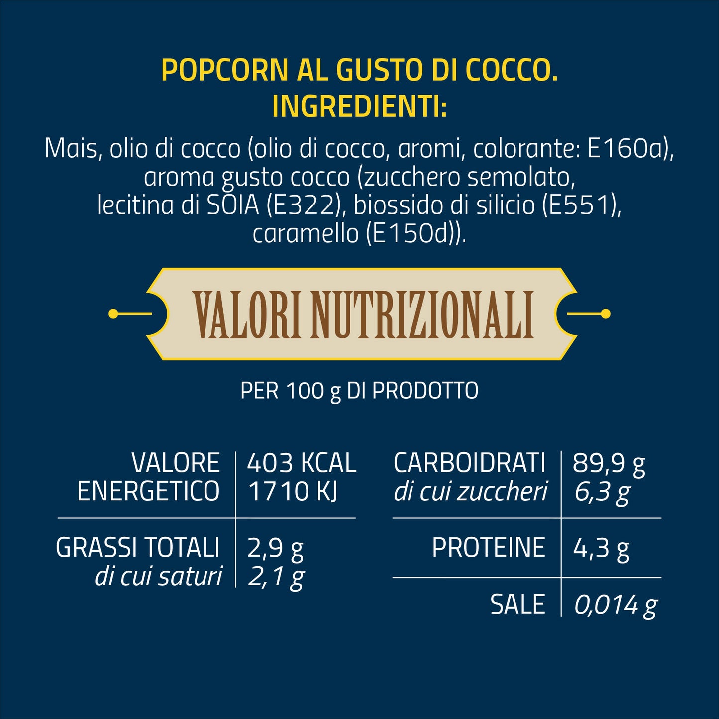 POPCORN GOLD COCCO - 2 BARATTOLI