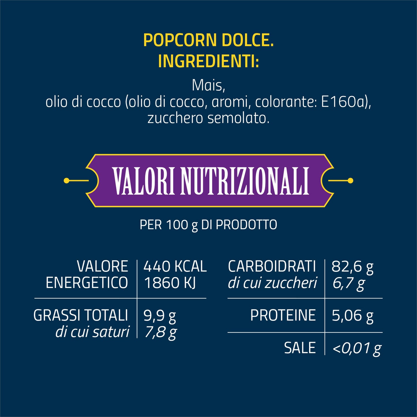 POPCORN GOLD DOLCE - 12 BARATTOLI