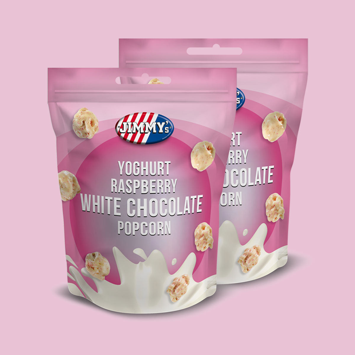 POPCORN JIMMY'S YOGHURT RASPBERRY WHITE CHOCOLATE - 2 SACCHETTI – Fun Food  Italia Shop