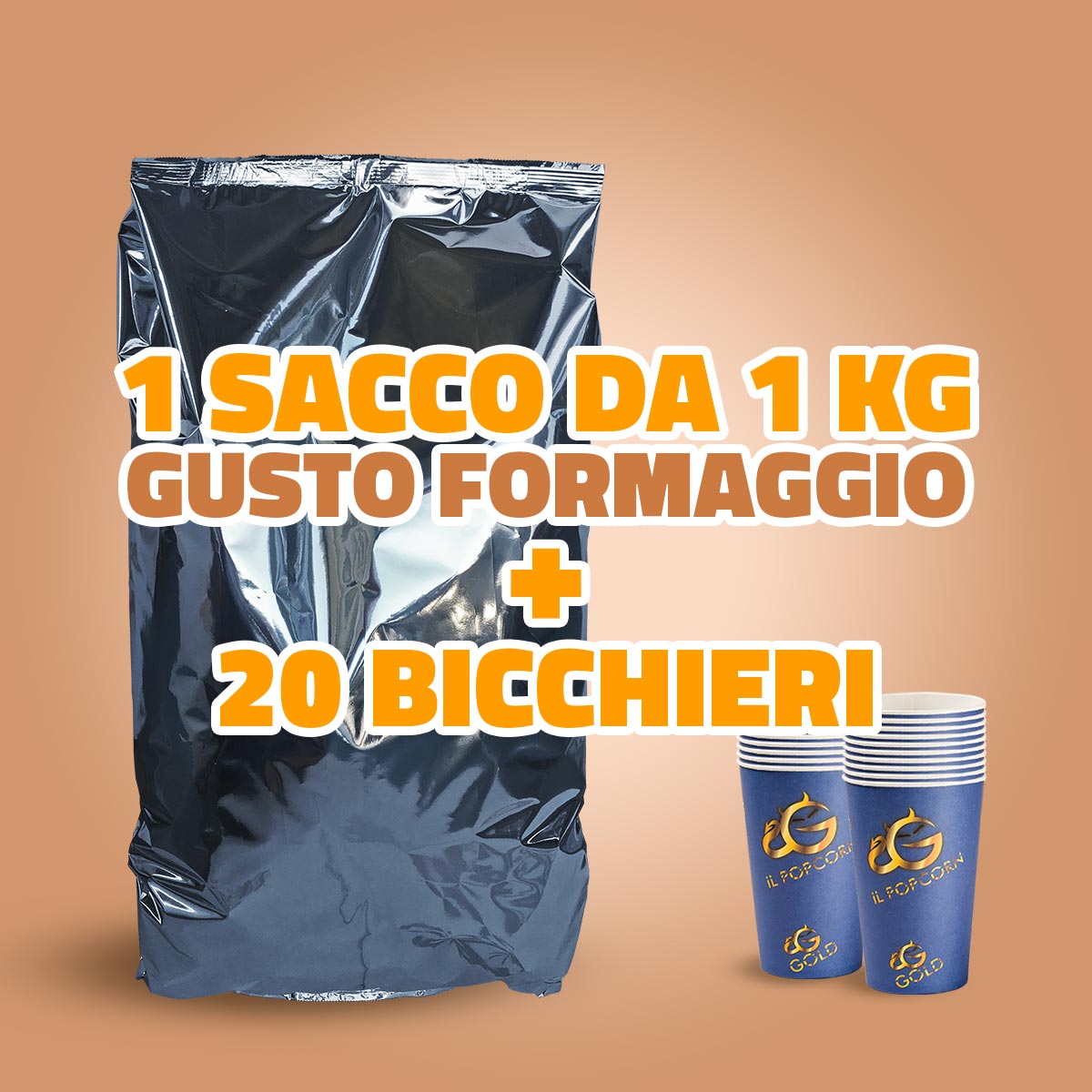 MAXI SACCO DI POPCORN GUSTO FORMAGGIO + BICCHIERI CINEMA