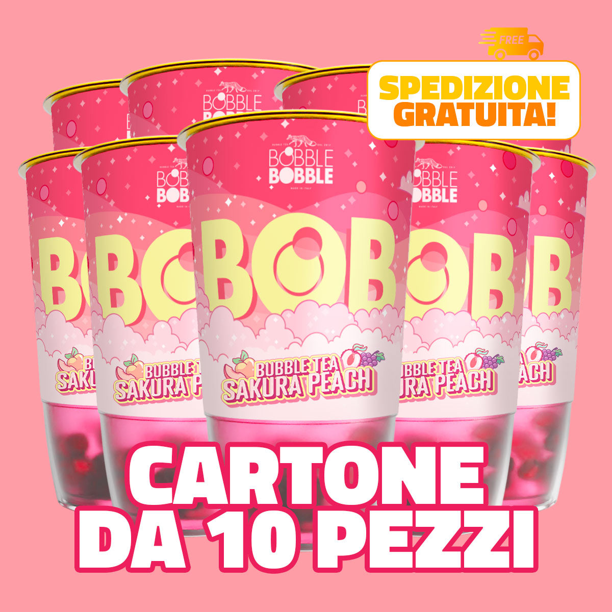 BOB: BUBBLE TEA GUSTO SAKURA PEACH (10 PEZZI)