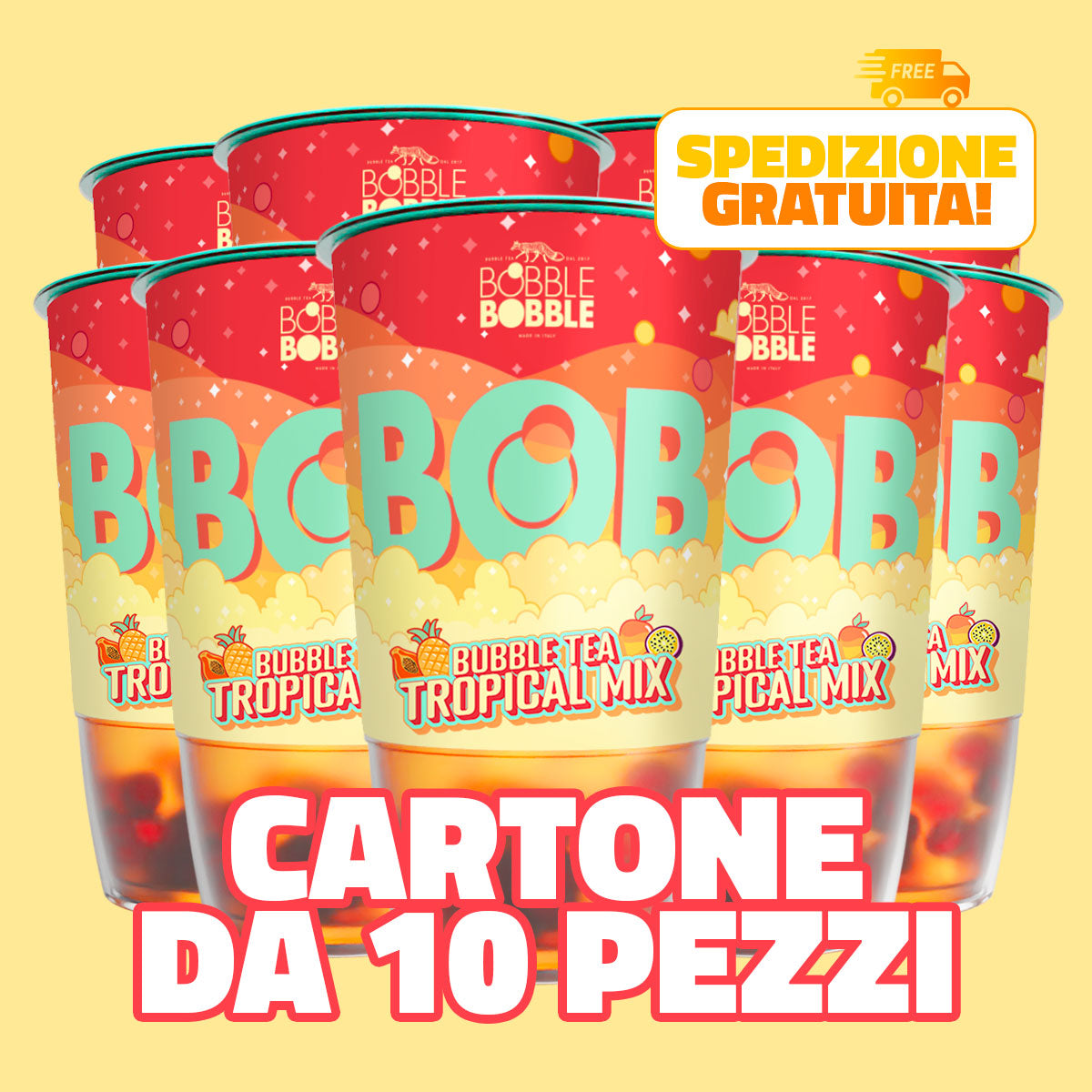 BOB: BUBBLE TEA GUSTO TROPICAL MIX (10 PEZZI)