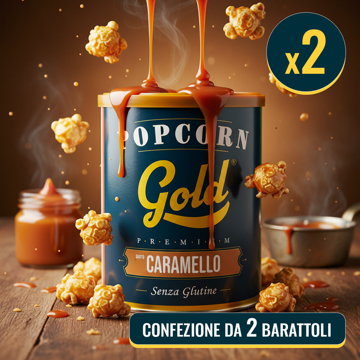 POPCORN GOLD CARAMELLO - 2 BARATTOLI