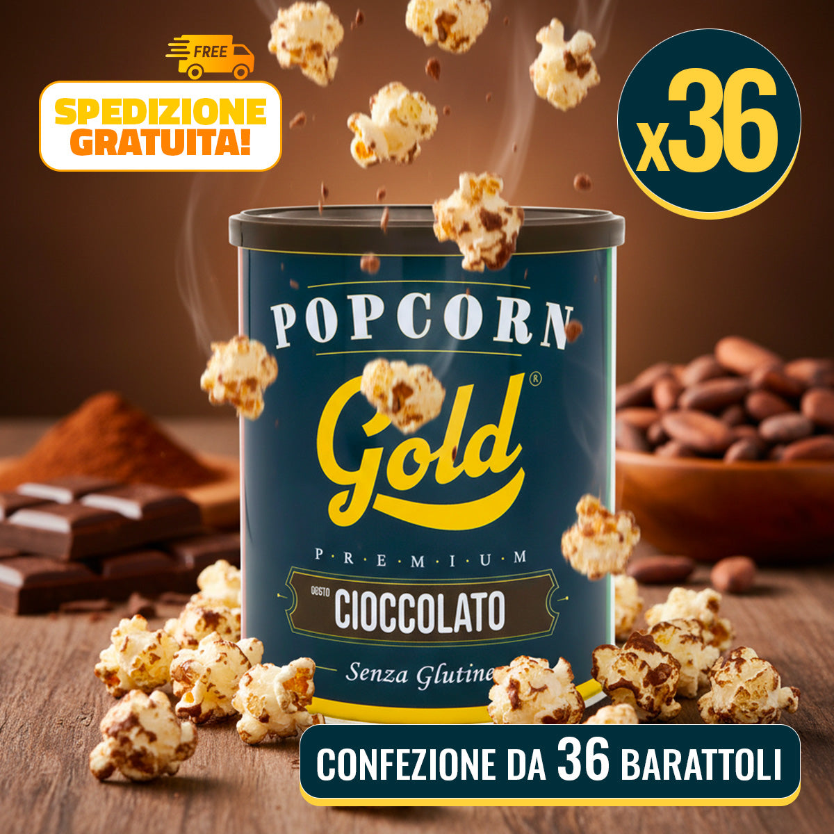 POPCORN GOLD CIOCCOLATO - 36 BARATTOLI
